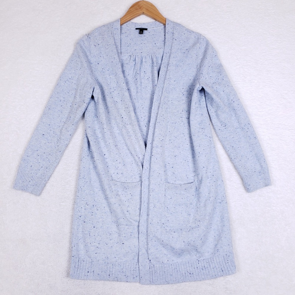 Talbots Light Blue Speckled Open-Front Cardigan